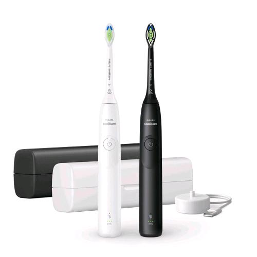 PHILIPS HX7109/01 SPAZZOLINO DA DENTI ELETTRICO RICARICABILE TECNOLOGIA SONICARE 5300 2 LIVELLI DI INTENSITA' CON BASE DI RICARICA E CUSTODIA BIANCO NERO CONF 2 Pz.