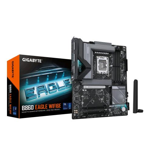 GIGABYTE B860 EAGLE WI-FI 6E SCHEDA MADRE - CPU INTEL CORE ULTRA, VRM A 12+1+2+1 FASI, FINO A 9066MHZ DDR5, 1XPCIE 5.0 + 2XPCIE 4.0 M.2, LAN 2,5 GBE, WIFI 6E, USB 3.2 GEN 2X2