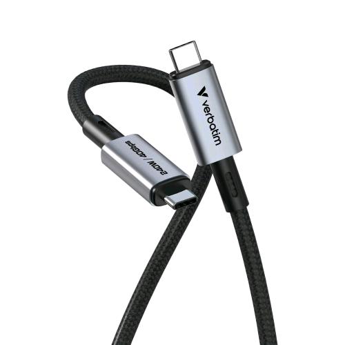 VERBATIM SYNC CHARGE CAVO USB-C MASCHIO/MASCHIO PD 240 W 40 Gbit/s 1.2 MT NERO ARGENTO