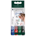 FABER CASTELL MARKER W20 MARCATORE PER LAVAGNA BIANCA PUNTA CONICA TRATTO 2.25/2.5 mm COLORI ASSORTITI CONF 4 Pz. 