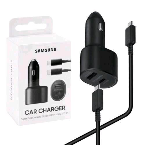 SAMSUNG CAR CHARGHER DUAL-PORT CARICABATTERIE DA AUTO 2 PORTE 45 W + 15 W USB-C + USB-A NERO