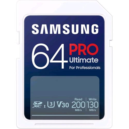 SAMSUNG PRO ULTIMATE SD CARD 64GB UHS-I U3, Fino a 200 MB/S