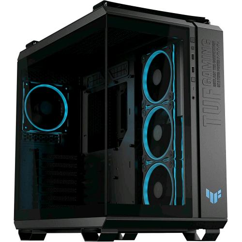 ASUS TUF GAMING GT502 HORIZON TG ARGB BLACK CHASSIS A DOPPIA CAMERA CON DESIGN PANORAMICO E PANNELLO IN VETRO, 4 VENTOLE ARGB PREINSTALLATE, PORTA USB-C AD ALTA VELOCITA' NERO