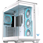 ASUS TUF GAMING GT502 HORIZON TG ARGB WHITE CHASSIS A DOPPIA CAMERA CON DESIGN PANORAMICO E PANNELLO IN VETRO, 4 VENTOLE ARGB PREINSTALLATE, PORTA USB-C AD ALTA VELOCITA' BIANCO