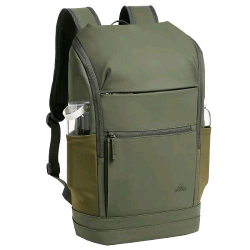 RIVACASE EDEN ECO ZAINO PER NOTEBOOK DA 15.6" IN POLIESTERE RICICLATO 8 SCOMPARTI 2 TASCHE ANTERIORE VERDE OLIVA