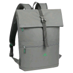 RIVACASE GREMIO ROLLTOP ECO ZAINO PER NOTEBOOK DA 15.6" IN POLIESTERE RICICLATO 5 SCOMPARTI TASCHA ANTERIORE GRIGIO