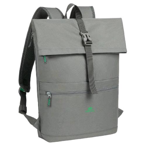 RIVACASE GREMIO ROLLTOP ECO ZAINO PER NOTEBOOK DA 15.6" IN POLIESTERE RICICLATO 5 SCOMPARTI TASCHA ANTERIORE GRIGIO