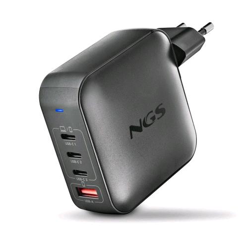 NGS BUD CARICABATTERIE DA RETE 165 W 3 x USB-C 1 x USB-A PER SMARTPHONE NOTEBOOK TABLET NERO