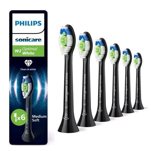 PHILIPS HX6066/88 TESTINE DI RICAMBIO PER SPAZZOLINO ELETTRICO SONICARE OPTIMAL WHITE W2 CONF 6 Pz. NERO