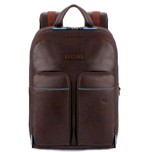 PIQUADRO BLUE SQUARE ZAINO PER NOTEBOOK DA 14" IN PELLE SCOMPARTO PER TABLET SISTEMA RFID MOGANO