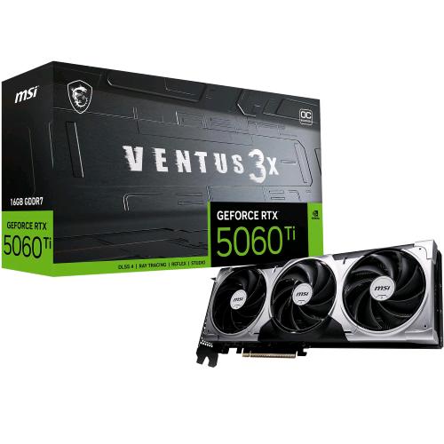 MSI VENTUS GEFORCE RTX 5060 TI 16G 3X OC 16GB GDDR7 DLSS4 TRIPLE FAN PCI Express x16 5.0 - 1 x HDMI 3 x DISAPLAYPORT