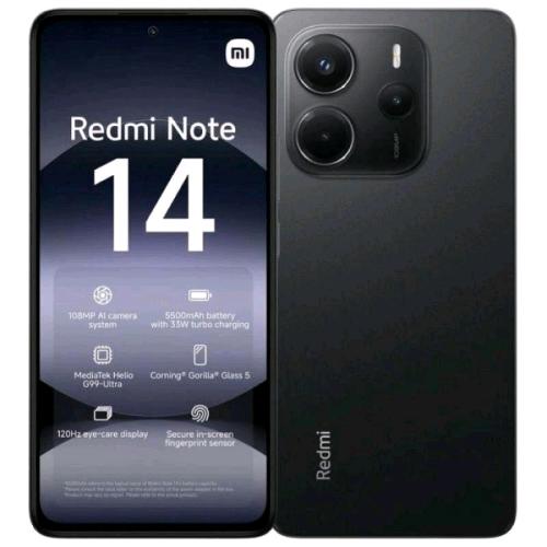 XIAOMI REDMi NOTE 14 DUAL SIM 6.67" OCTA CORE 128GB RAM 6GB 4G LTE ITALIA MIDNIGHT BLACK