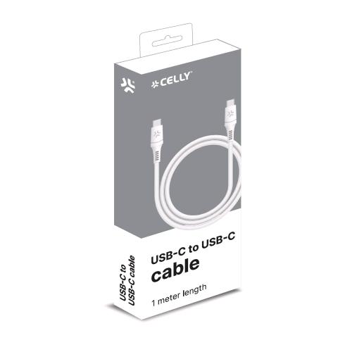 CELLY CAVO USB-C MASCHIO-MASCHIO SUPPORTA FINO A 65W 1 MT BIANCO