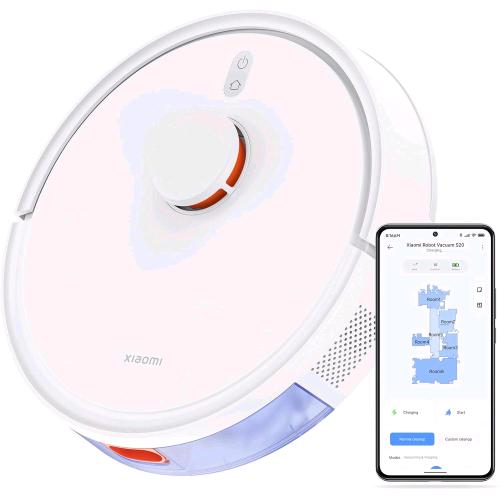 XIAOMI ROBOT VACUUM S20 ROBOT ASPIRAPOLVERE LAVAPAVIMENTI, ASPIRAZIONE 5.000 PA, SISTEMA NAVIGAZIONE LASER LDS, AMPIO CONTENITORE DELLA POLVERE E SERBATORIO DELL'ACQUA, CONTROLLO VOCALE E APP BIANCO