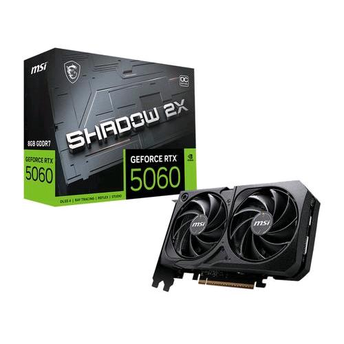 MSI GEFORCE RTX 5060 8G SHADOW 2X OC NVIDIA 8 GB GDDR7 DUAL FAN PCI Express x16 5.0 1 x HDMI 3 x DISPLAYPORT