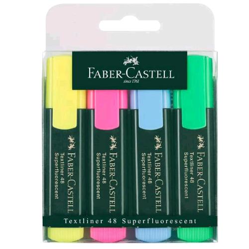 FABER CASTELL TL48 EVIDENZIATORI PUNTA A SCALPELLO 1/5 mm COLORI ASSORTITI NEON CONF 4 Pz.