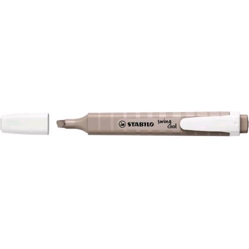 STABILO SWING COOL NATURE EVIDENZIATORE PUNTA A SCALPELLO 1/4 mm GRIGIO CONF 10 Pz.