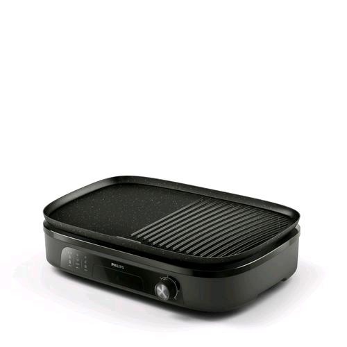 PHILIPS HD6210/90 GRILL ELETTRONICO DA TAVOLO 2400W 5 LIVELLI DI TEMPERATURA RIVESTIMENTO IN PIETRA MAIFAN VASSOIO ANTOGOCCIA NERO
