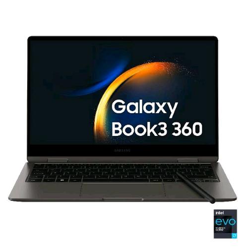 SAMSUNG GALAXY BOOK3 360 NP750QFG-KA4IT 15.6" AMOLED TOUCH SCREEN S PEN INCLUSA i7-1360P RAM 16GB-SSD 512GB NVMe-IRIS Xe GRAPHICS-WI-FI 6E-WIN 11 HOME GRAFITE
