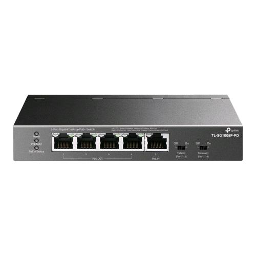 TP-LINK TL-SG1005P-PD SWITCH 5 PORTE GIGABIT 4 x 10/100/1000 (PoE+) + 1 x 10/100/1000 (PoE++) PoE++ (66 W)