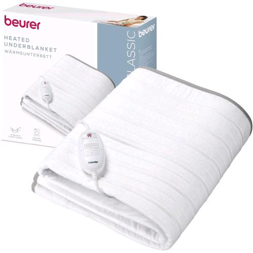 BEURER TS 17 COPRIMATERASSO TERMICO, SCALDALETTO IN MORBIDO PILE, ANTISCIVOLO CON FISSAGGIO A ELASTICO, 3 LIVELLI DI CALORE, 150 X 80 CM, INTERRUTTORE RIMOVIBILE, LAVABILE IN LAVATRICE A 30 °C