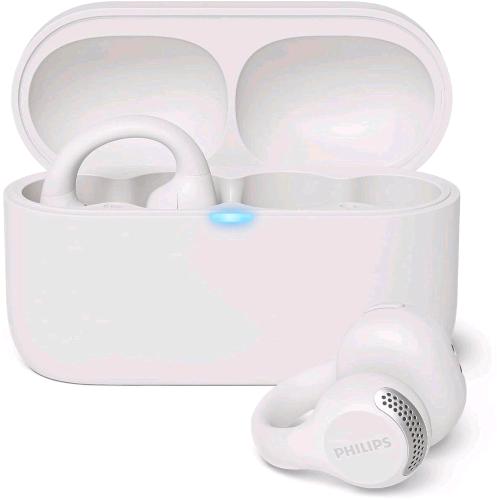 PHILIPS TAQ2000WT AURICOLARI EAR-CUFF TRUE WIRELESS OPEN-EAR MULTIPOINT BLUETOOTH - 28 ORE DI RIPRODUZIONE, RICARICA TASCABILE, CHIAMATE CHIARE PER SPOSTAMENTI ED ALLENAMENTO - BIANCO