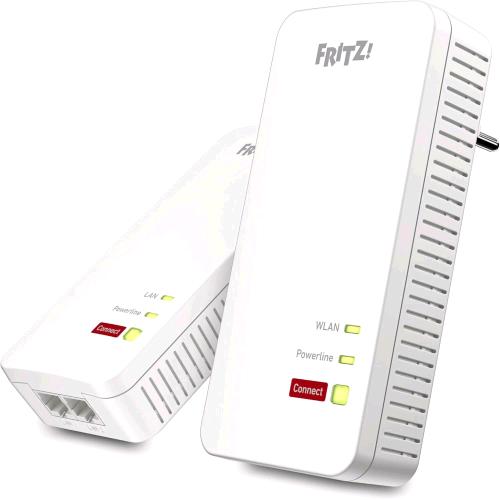 AVM FRITZ POWERLINE 1240 AX WLAN SET KIT EXTENDER PER RETE ELETTRICA FINO A 1.200 MBIT/S, WI-FI INTEGRATO FINO A 600 MBIT/S, MESH, ACCESS POINT, INTERFACCIA IN ITALIANO