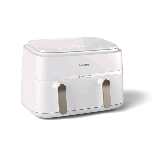 PHILIPS SERIE 3000 NA353/10 AIRFRYER FRIGGITRICE AD ARIA DOPPIO CESTELLO  9 LT 1.5 KG 2.700 W TOUCH SCREEN CON 8 PREIMPOSTAZIONI BIANCO