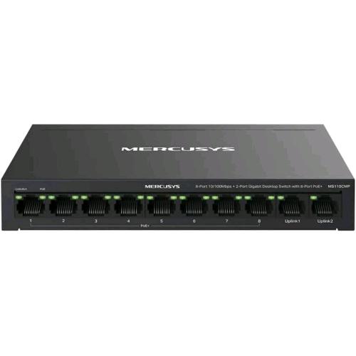 MERCUSYS MS110CMP SWITCH 10 PORTE - 8 PORTE PoE+ 10/100 Mbps (PoE 115W) + 2 PORTE GIGABIT DESKTOP NERO