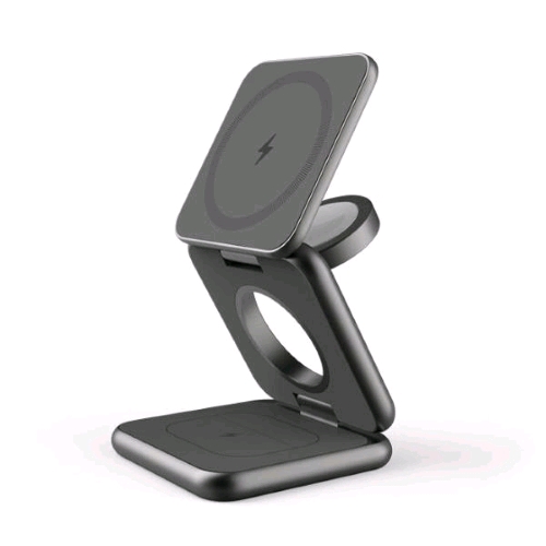 CELLY MAG FOLD CHARGE 3 IN 1 CARICABATTERIE WIRELESS/SENZA FILI MagSafe 15 W USB-C CARICA FINO A TRE DISPOSITIVI SIMULTANEAMENTE GRIGIO