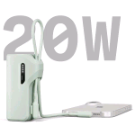 CYGNETT BATTERY BANK THUMBOOST 5K POWERBANK 20 W CON CAVO INTEGRATO AD ANGOLO RETTO APPROVATO PER BAGAGLIO A MANO VERDE MENTA
