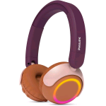 PHILIPS TAK4200MP CUFFIE ON-EAR WIRELESS PER BAMBINI VOLUME LITITATO A 85dB LUCI LED PIEGHEVOLI MUSICA E CHIAMATE VIOLA MAGENTA