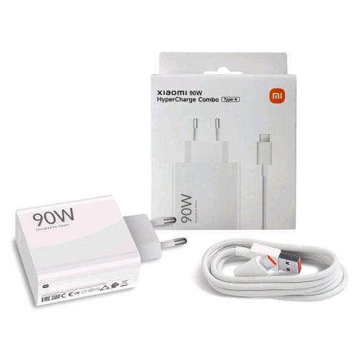 XIAOMI HYPERCHARGE COMBO CARICABATTERIE DA RETE 90W USB-A + CAVO USB-A - USB-C BIANCO