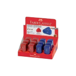 FABER CASTELL MINI SLEEVE ESPOSITORE TEMPERAMATITE ERGONOMICO UN FORO CON SERBATOIO ROSSO BLU CNF 12 Pz.