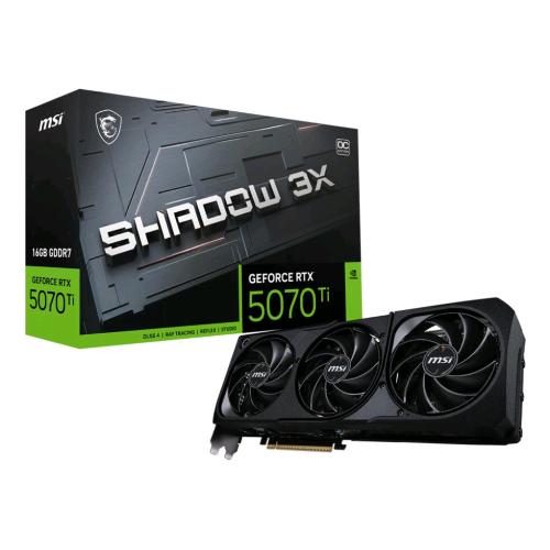 MSI GEFORCE RTX 5070 Ti 16G SHADOW 3X OC NVIDIA 16GB GDDR7 PCI Express 5.0 TRIPLE FAN - 1 x HDMI 3 x DISPLAYPORT