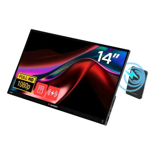 VERBATIM 32088 MONITOR PORTATILE 14" TOUCH SCREEN FULL HD IPS ALTOPARLANTI ALIMENTAZIOE WIRELESS DA POWEBANK 5.000mAh INCLUSA NERO