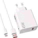 XIAOMI WALL CHARGING CARICABATTERIE DA RETE 45 W USB-A CON CAVO DA USB-A - USB-C BIANCO