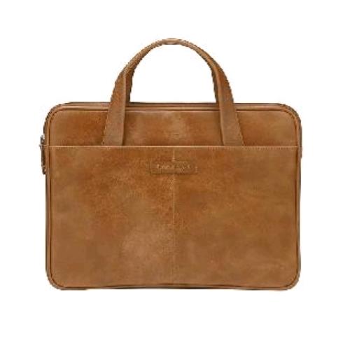 DBRAMANTE1928 SILKEBORG BORSA PER NOTEBOOK DA 15" IN PELLE PIENO FIORE TASCA ESTERNA CUOIO
