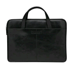 DBRAMANTE1928 SILKEBORG BORSA PER NOTEBOOK DA 15" IN PELLE PIENO FIORE TASCA ESTERNA NERO