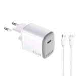 CELLY UP CARICABATTERIE DA RETE GaN 45 W USB-C + CAVO DI RICARICA USB-C MASCHIO/MASCHIO 2 MT BIANCO