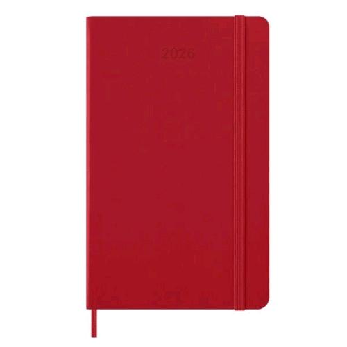 MOLESKINE DAILY PLANNER AGENDA GIORNALIERA 2026 12 MESI FORMATO LARGE 13 X 21 CM COPERTINA RIGIDA CHIUSURA CON ELASTICO ROSSO