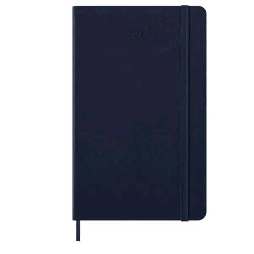 MOLESKINE DAILY PLANNER AGENDA GIORNALIERA 2026 12 MESI FORMATO LARGE 13 X 21 CM COPERTINA RIGIDA CHIUSURA CON ELASTICO BLU