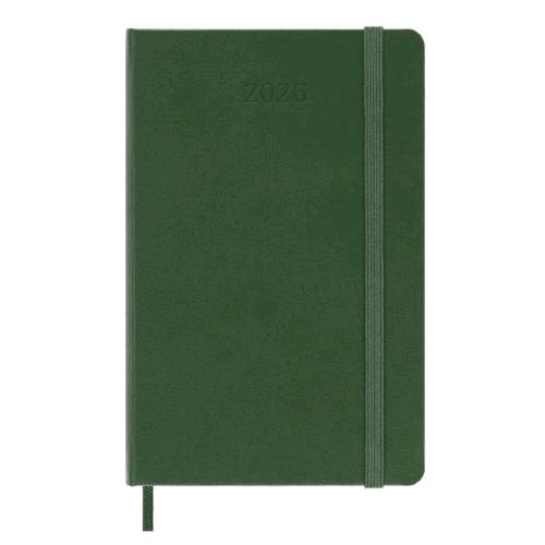 MOLESKINE DAILY PLANNER AGENDA GIORNALIERA 2026 12 MESI FORMATO POCKET 9 X 14 CM COPERTINA RIGIDA CHIUSURA CON ELASTICO VERDE