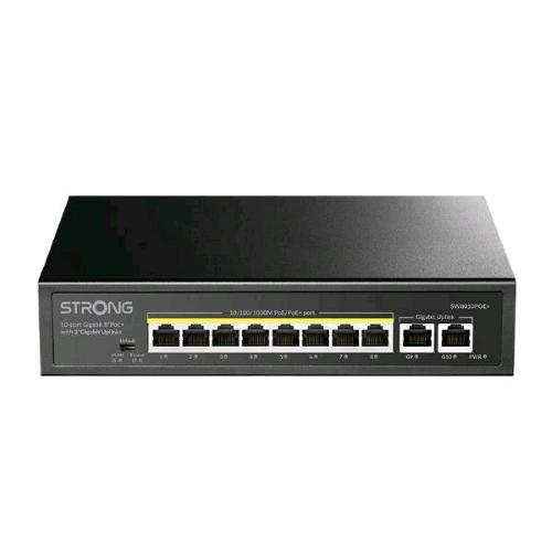 STRONG SW8010POEP SWITCH NON GESTITO 10 PORTE 8 PORTE GIGABIT PoE + MAX 100 W  + 2 PORTE UPLINK IN METALLO DESKTOP