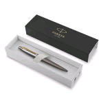PARKER JOTTER PENNA A SFERA TRATTO 1 mm FUSTO LACCATO GRIGIO PENNINO DORATO INCHIOSRTO BLU CONFEZIONE REGALO