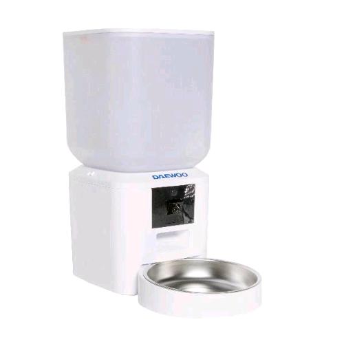DAEWOO D-QQ0297CT-W SMART PET FEEDER DISPENSER AUTOMATICO DI CIBO PER ANIMALI DOMESTICI 7 LT CON WEBCAM 1080p MESSAGGI AUDIO APP DEDICATA BIANCO