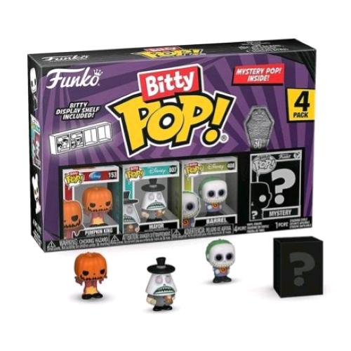 FUNKO BITTY POP NIGHTMARE BEFORE CHRISTMAS 4PK PUMPKIN KING MAYOR BARREL E UNA MINI FIGURA MISTERIOSA A SORPRESA