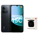 XIAOMI REDMi 15C DUAL SIM 6.9" OCTA CORE 128GB RAM 4GB 4G LTE TIM MIDNIGHT BLACK + AURICOLARI BLUETOOTH REDMI BUS 6 ACTIVE NERO