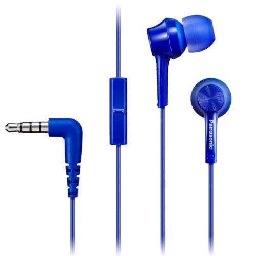PANASONIC AURICOLARI CON MICROFONO A FILO 1 x JACK 3.5mm CONTROLLO CHIAMATE E MUSICA DRIVER 9mm BLU