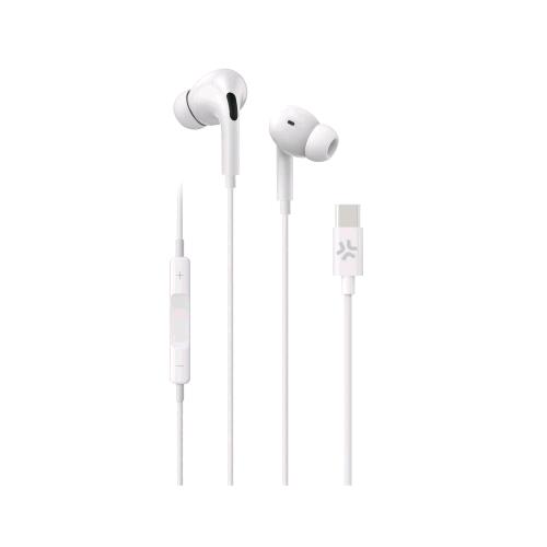 CELLY PROCOMPACT2 AURICOLARE CON MICROFONO A FILO USB-C CONTROLLO CHIAMATE E VOLUME/MUSICA 1.2 MT BIANCO